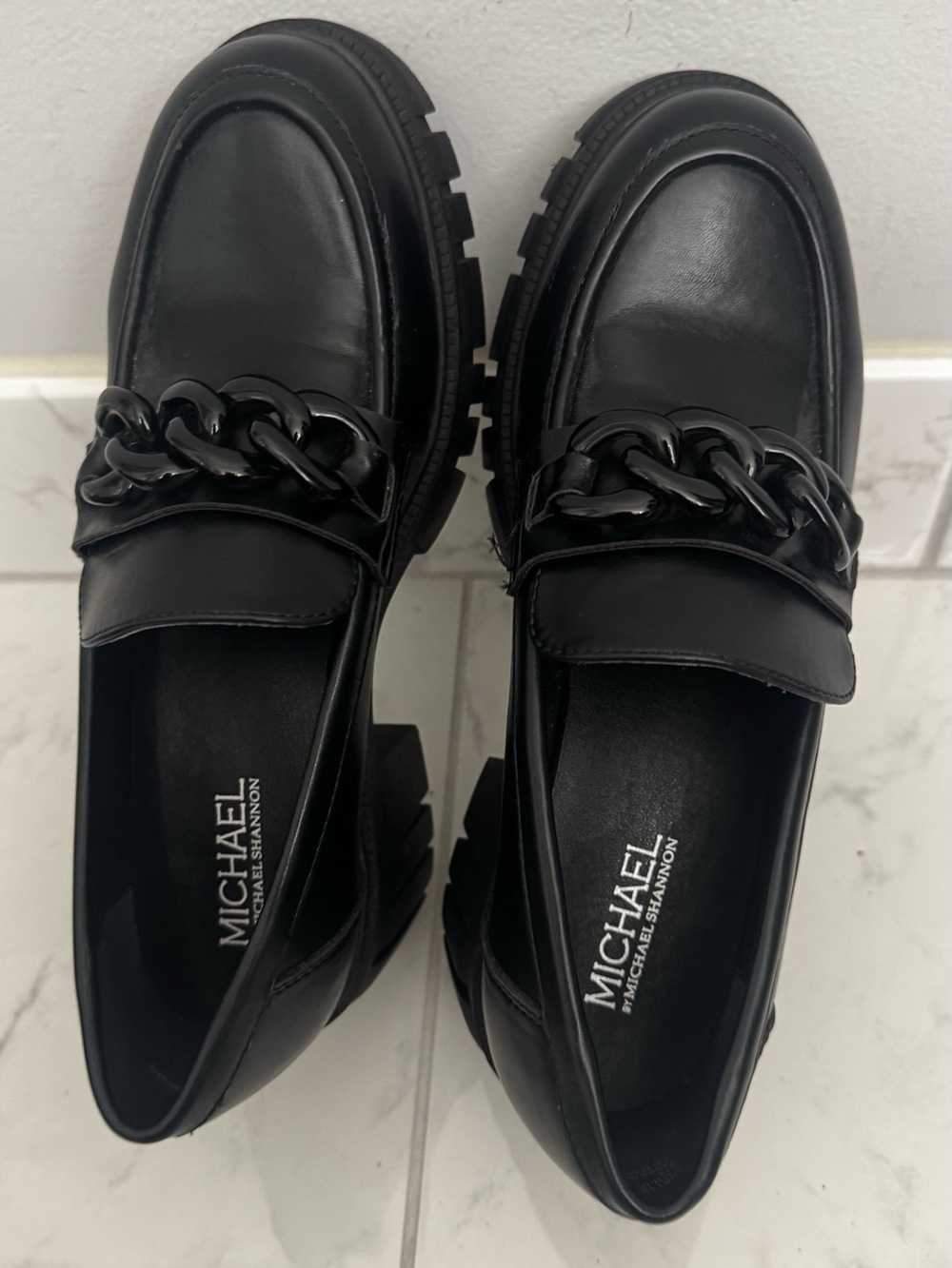 Michael Shannon Black Leather Chain-Link Lug Loafers - Picture 3 of 4